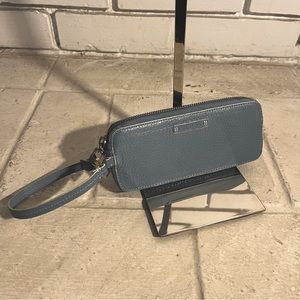 Cole Haan Light Blue Leather Wristlet ID Card Case